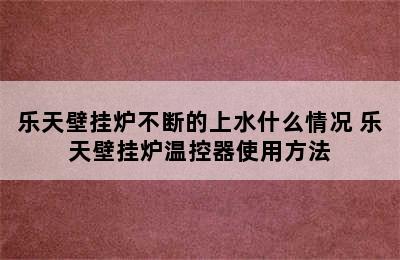 乐天壁挂炉不断的上水什么情况 乐天壁挂炉温控器使用方法